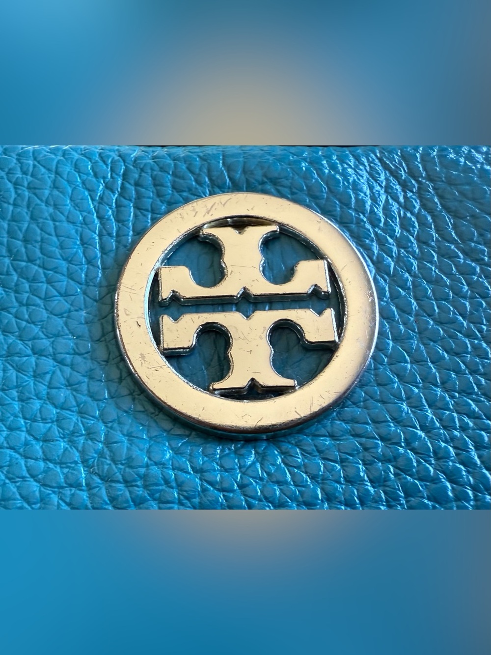 Tory Burch Teal Crossbody Phone Bag Gold Logo Travel School Brunch Weddings - Picture 4 of 10